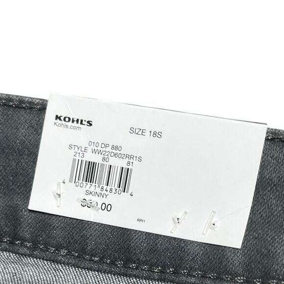 Nine West Women's Charcoal High Rise Skinny Sculpting Denim Jeans, Size 18S, NWT - Picture 4 of 12